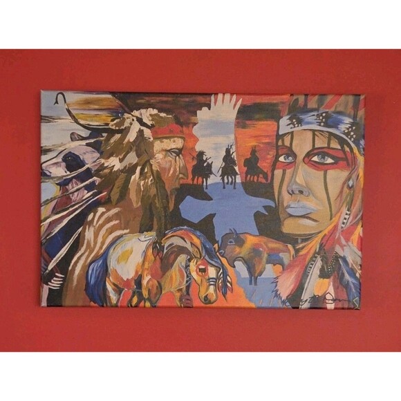 Shay B Dean "American Natives" Print Art Work Giclee On Canvas 16" X 24" Signed - Picture 1 of 8